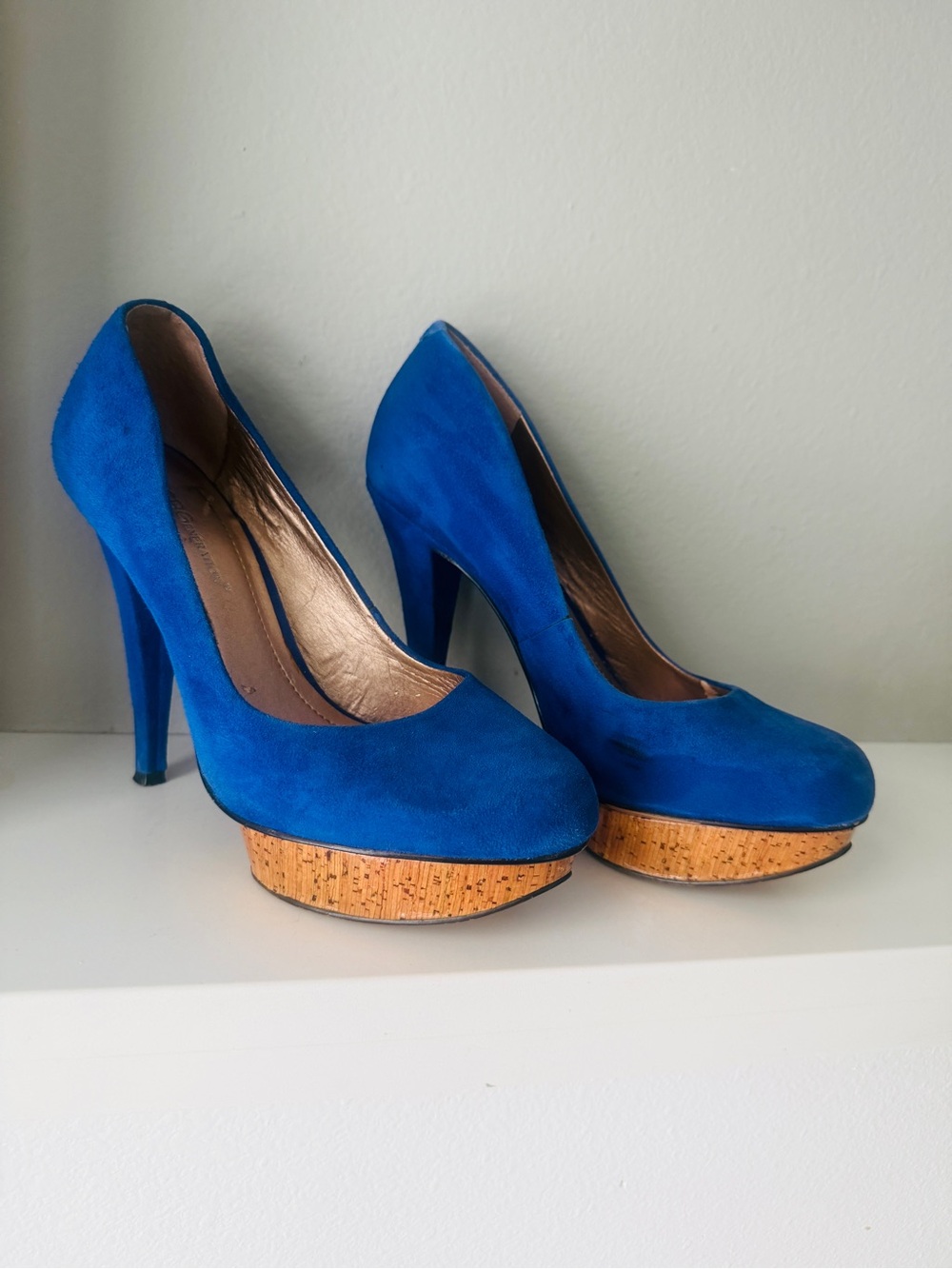 BCBGeneration Royal Blue Suede Platform Pumps